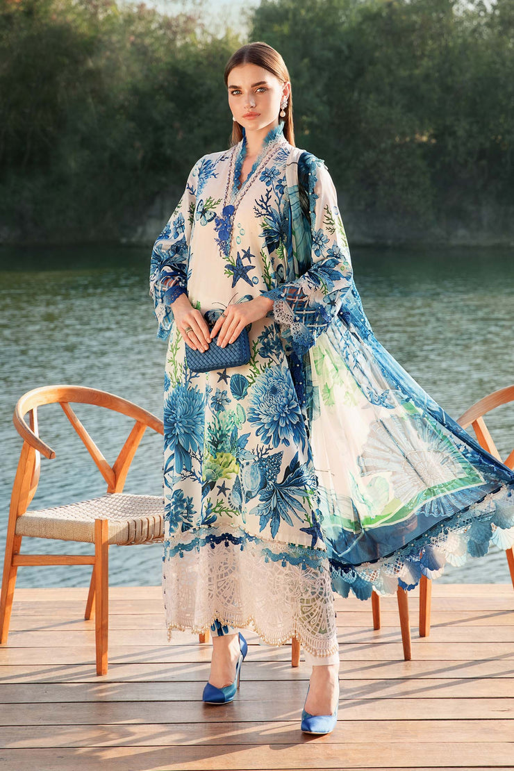 3 Piece Unstitched Printed Lawn Suit | MPT-2510-B | Maria B