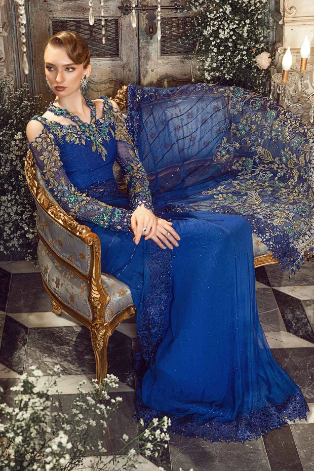 Unstitched Mbroidered - Cobalt Blue BD-2704 | Maria B