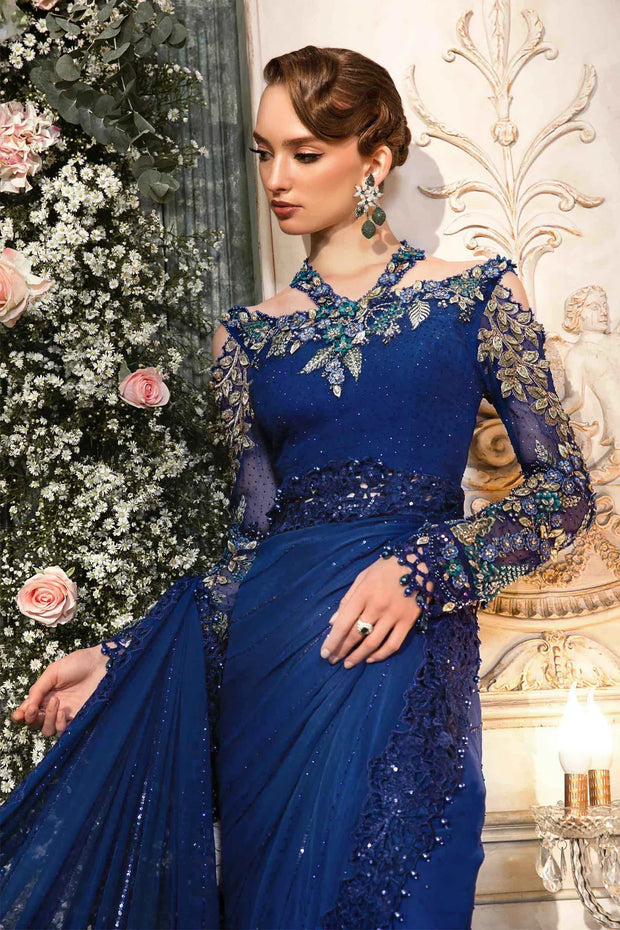 Unstitched Mbroidered - Cobalt Blue BD-2704 | Maria B